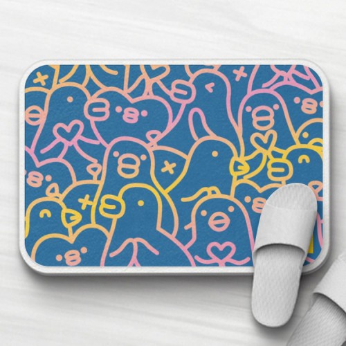 伸縮自如的雞與鴨｜塗鴉風 地毯