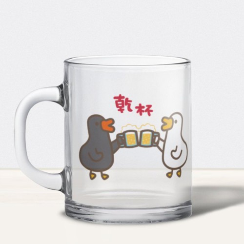 伸縮自如的雞與鴨｜黑白鵝-乾杯 玻璃杯