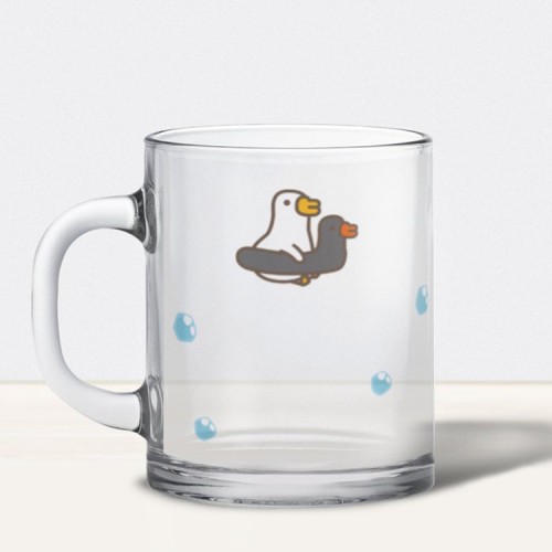伸縮自如的雞與鴨｜黑白鵝-天鵝船 玻璃杯