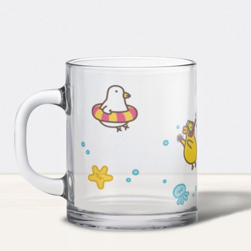 伸縮自如的雞與鴨｜游泳 玻璃杯