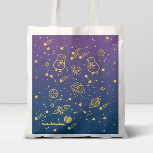 伸縮自如的雞與鴨｜星空 8oz帆布袋